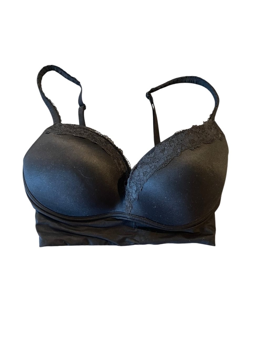 Victorias Secret Padded No Wire Bralette 34DD Black Multiway Pullover Lace Trim